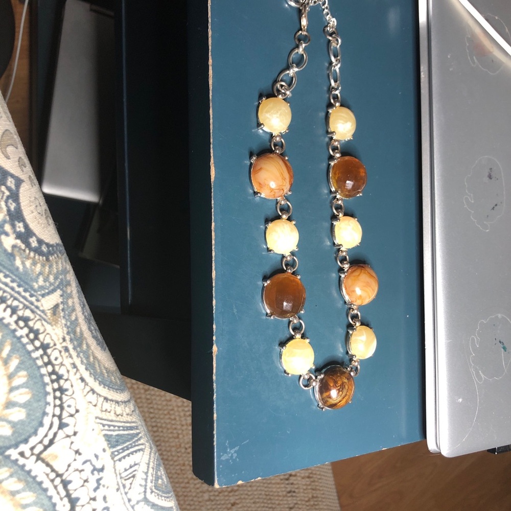 Women's Two-Tone Brown and Cream Beaded Link Necklace